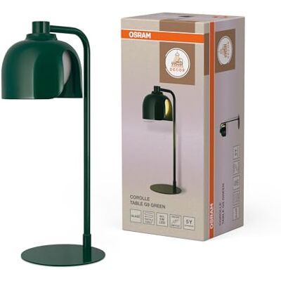 OSRAM Lámpara de mesa DECOR Corolle, Metal Verde & Vidrio, Versión G9, Cable textil, Diseño retro OSRAM Lámpara de mesa DECOR Corolle, Metal Verde & Vidrio, Versión G9, Cable textil, Diseño retro