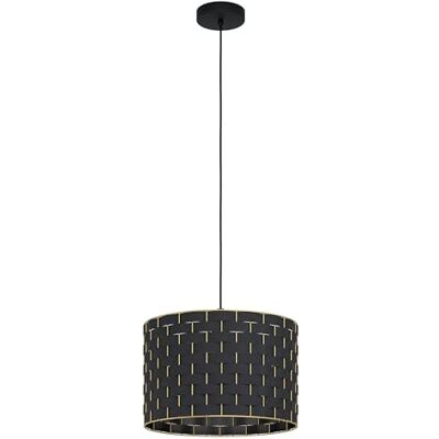 Eglo Lámpara colgante Marasales, lámpara colgante de 1 llama, lámpara colgante de textil en negro y metal en latón, lámpara de mesa de comedor, lámpara de salón colgante E27, diámetro 38 cm Eglo Lámpara colgante Marasales, lámpara colgante de 1 llama, lámpara colgante de textil en negro y metal en latón, lámpara de mesa de comedor, lámpara de salón colgante E27, diámetro 38 cm