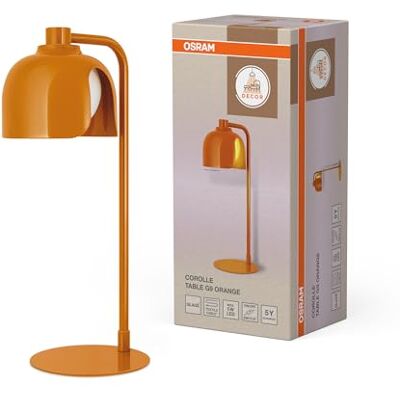 OSRAM Lámpara de mesa DECOR Corolle, Metal Naranja Vidrio, Versión G9, Cable textil, Estilo retro OSRAM Lámpara de mesa DECOR Corolle, Metal Naranja Vidrio, Versión G9, Cable textil, Estilo retro
