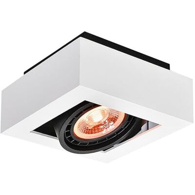 GTV LOID foco de techo 1 luz – aplique cuadrado orientable de metal blanco con aro negro interior, casquillo GU10 ES111, diseño moderno IP20 ideal para salón, cocina, oficina o hotel GTV LOID foco de techo 1 luz – aplique cuadrado orientable de metal blanco con aro negro interior, casquillo GU10 ES111, diseño moderno IP20 ideal para salón, cocina, oficina o hotel
