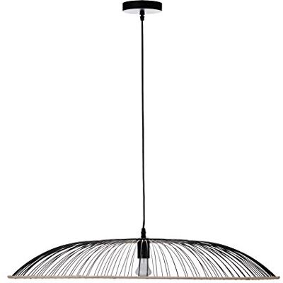 LUSSIOL Suspensión, 60 W, Negro Metal/Ratán LUSSIOL Suspensión, 60 W, Negro Metal/Ratán
