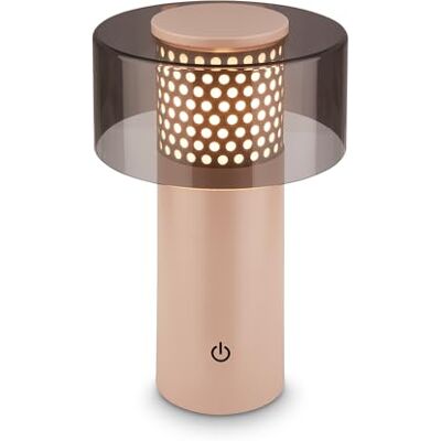 Briloner Lampara de mesa sin cable LED IP44 con control táctil, regulable, luz blanca cálida, lampara mesita noche sin cable, lampara mesa LED recargable, 13x20,5 cm, antracita beige Briloner Lampara de mesa sin cable LED IP44 con control táctil, regulable, luz blanca cálida, lampara mesita noche sin cable, lampara mesa LED recargable, 13x20,5 cm, antracita beige