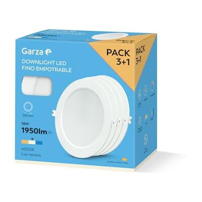 Garza Downlight LED Empotrable Circular Extraplano Ojo de Buey, 4000K Luz Fría, 1950lm, 30.000h, IP20, Blanco o Níquel, Ahorro Energético 80% Garza Downlight LED Empotrable Circular Extraplano Ojo de Buey, 4000K Luz Fría, 1950lm, 30.000h, IP20, Blanco o Níquel, Ahorro Energético 80%
