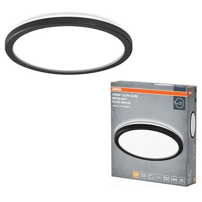 OSRAM Plafón ORBIS Ultra Slim 235mm, negro, 15W, 1640lm, homogéneo, luz blanco cálido (3000K) + retroiluminación, regulación de 3 etapas mediante interruptor de pared, ultraplano, protección IP20 OSRAM Plafón ORBIS Ultra Slim 235mm, negro, 15W, 1640lm, homogéneo, luz blanco cálido (3000K) + retroiluminación, regulación de 3 etapas mediante interruptor de pared, ultraplano, protección IP20