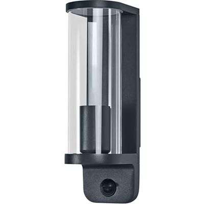 OSRAM Aplique de pared LED Endura Classic Tubular, casquillo E27, sensor PIR, IP44, aluminio gris oscuro, cristal OSRAM Aplique de pared LED Endura Classic Tubular, casquillo E27, sensor PIR, IP44, aluminio gris oscuro, cristal