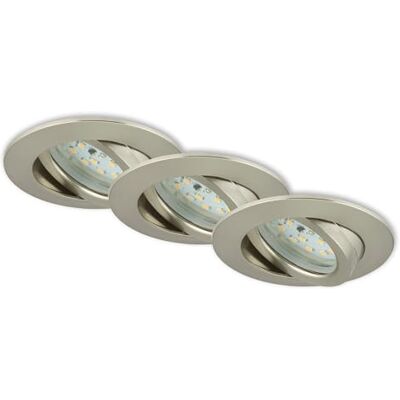 Briloner Leuchten Focos LED empotrables, Set de 3 lámparas de techo, Módulo LED pivotante, 5 vatios, 400 lúmenes, 3.000 Kelvin, IP23, Níquel mate, 82x28 mm cada unidad Briloner Leuchten Focos LED empotrables, Set de 3 lámparas de techo, Módulo LED pivotante, 5 vatios, 400 lúmenes, 3.000 Kelvin, IP23, Níquel mate, 82x28 mm cada unidad