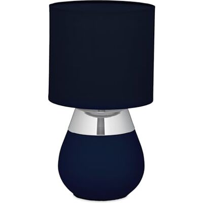 Relaxdays Lámpara Mesa, Base Metálica y Pantalla Tela, E14, 32x18 cm, Lamparita con Cable, Mesita Dormitorio, Azul, 50% Plástico Relaxdays Lámpara Mesa, Base Metálica y Pantalla Tela, E14, 32x18 cm, Lamparita con Cable, Mesita Dormitorio, Azul, 50% Plástico