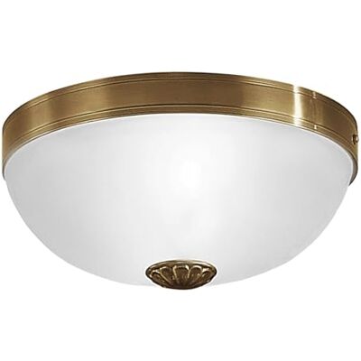 Eglo Lámpara de techo Imperial, 2 luces vintage, rústica, para salón, metal bruñido y vidrio satinado blanco, lámpara de cocina y pasillo con casquillo E27 Eglo Lámpara de techo Imperial, 2 luces vintage, rústica, para salón, metal bruñido y vidrio satinado blanco, lámpara de cocina y pasillo con casquillo E27