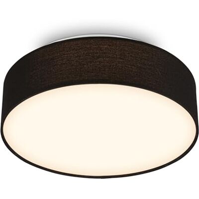 Briloner Lámpara techo LED con pantalla de tela, 16 W y 1800 lm, luz blanco cálido, plafon LED, lamparas de salón, lampara dormitorio, luz techo salón, 30 x 10,5 cm, Negro Briloner Lámpara techo LED con pantalla de tela, 16 W y 1800 lm, luz blanco cálido, plafon LED, lamparas de salón, lampara dormitorio, luz techo salón, 30 x 10,5 cm, Negro