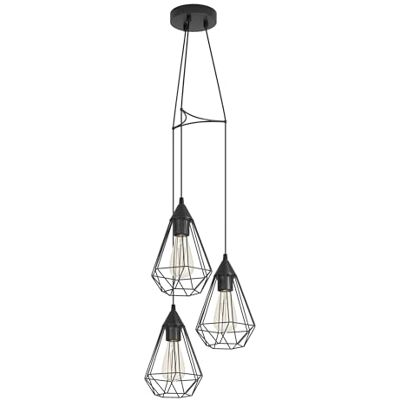Eglo Lámpara de suspensión TARBES negra vintage, lámpara colgada comedor, lámpara suspendida con 3 bombillas, lámpara retro de diseño industrial con casquillo E27, acero, 31 cm Eglo Lámpara de suspensión TARBES negra vintage, lámpara colgada comedor, lámpara suspendida con 3 bombillas, lámpara retro de diseño industrial con casquillo E27, acero, 31 cm