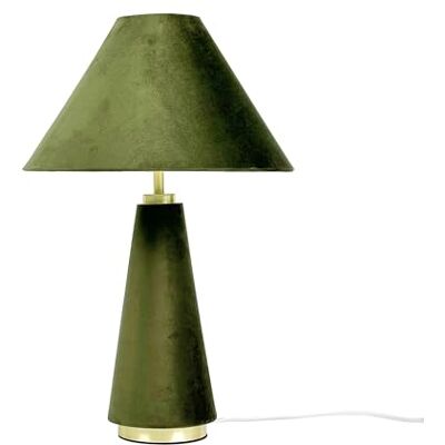 Relaxdays Lámpara de Mesa con Pantalla de Terciopelo y Base de Metal, E14, 47x30x30 cm, Oliva/Oro Relaxdays Lámpara de Mesa con Pantalla de Terciopelo y Base de Metal, E14, 47x30x30 cm, Oliva/Oro