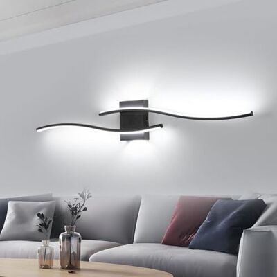 DELIPOP Aplique Pared Interior Negro, 27W Apliques de Pared de LED Escaleras, Blanco Frío 6500K Lámpara de Pared Moderna para Salón, Estudio, Escalera, Pasillo DELIPOP Aplique Pared Interior Negro, 27W Apliques de Pared de LED Escaleras, Blanco Frío 6500K Lámpara de Pared Moderna para Salón, Estudio, Escalera, Pasillo