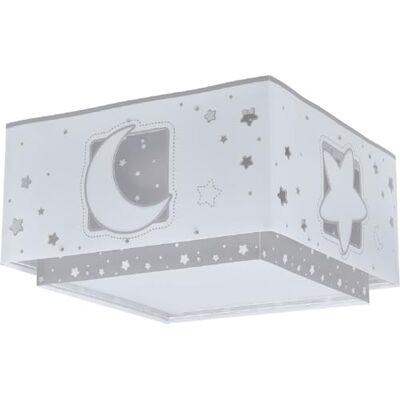 Dalber Lámpara Plafón De Techo Infantil Moonlight Luna y Estrellas Gris, Plafones Infantiles, , E27-2 x 15W Dalber Lámpara Plafón De Techo Infantil Moonlight Luna y Estrellas Gris, Plafones Infantiles, , E27-2 x 15W