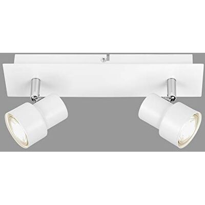 Briloner Leuchten Foco de techo LED, lámpara de techo de 2 focos, proyector orientable y giratorio, 2x GU10, 5 W, 460 lumen, 3000 Kelvin, blanca Briloner Leuchten Foco de techo LED, lámpara de techo de 2 focos, proyector orientable y giratorio, 2x GU10, 5 W, 460 lumen, 3000 Kelvin, blanca