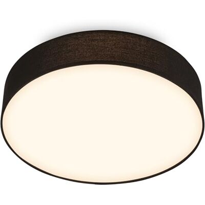 Briloner Lámpara techo LED con pantalla de tela, 24 W y 2600 lm, luz blanco cálido, plafon LED, lamparas de salón, lampara dormitorio, luz techo salón, 38 x 10,5 cm, Negro Briloner Lámpara techo LED con pantalla de tela, 24 W y 2600 lm, luz blanco cálido, plafon LED, lamparas de salón, lampara dormitorio, luz techo salón, 38 x 10,5 cm, Negro