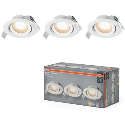 OSRAM Foco empotrable LED Spot Set, 4,9 W, 220 lm, 2700 K, Ø90 mm, 120°, blanco, orientable, juego de 3 OSRAM Foco empotrable LED Spot Set, 4,9 W, 220 lm, 2700 K, Ø90 mm, 120°, blanco, orientable, juego de 3