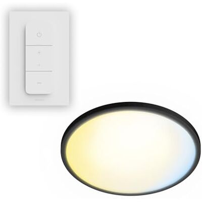 Philips Superslim Plafón LED de techo con mando a distancia, 5 escenas de iluminación, Regulación profunda hasta el 1%, Fácil control e Instalación, Fino, 29.1 cm, 16 W, Redondo, Negro Philips Superslim Plafón LED de techo con mando a distancia, 5 escenas de iluminación, Regulación profunda hasta el 1%, Fácil control e Instalación, Fino, 29.1 cm, 16 W, Redondo, Negro