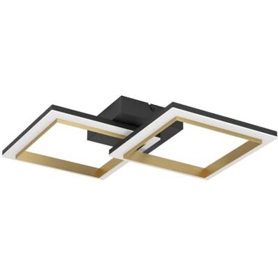 Eglo Calliera Lámpara de techo LED atenuable en niveles, lámpara de oficina, techo, lámpara de cocina de metal y plástico en color negro y latón, color de luz blanco neutro, 31 x 52,5 cm Eglo Calliera Lámpara de techo LED atenuable en niveles, lámpara de oficina, techo, lámpara de cocina de metal y plástico en color negro y latón, color de luz blanco neutro, 31 x 52,5 cm