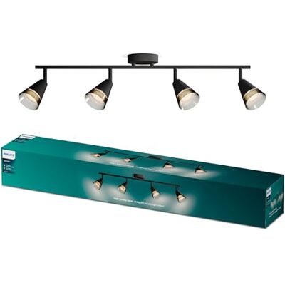 Philips Cleft Foco LED decorativo Ajustable(4 luces), bombilla GU10 no incluido, Negro, IP20 Philips Cleft Foco LED decorativo Ajustable(4 luces), bombilla GU10 no incluido, Negro, IP20