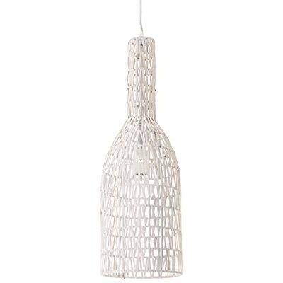 LUSSIOL Lámpara de techo (mimbre, 60 W, 15 cm de diámetro, 60 cm de altura), color blanco LUSSIOL Lámpara de techo (mimbre, 60 W, 15 cm de diámetro, 60 cm de altura), color blanco