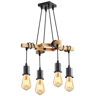 DAXGD Lámpara Colgante 4 Luces, Industrial E27 Lámpara de Techo de Madera, Negro Luz de Techo Regulable para Cocina,Comedor,Dormitorio,Restaurante (Sin Bombills) DAXGD Lámpara Colgante 4 Luces, Industrial E27 Lámpara de Techo de Madera, Negro Luz de Techo Regulable para Cocina,Comedor,Dormitorio,Restaurante (Sin Bombills)