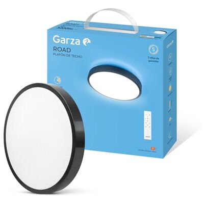 Garza Plafón LED Techo con Control Remoto, 30 W 3000 lm, Intensidad y Temperatura de Color Regulables 2700K-6500K, Impermeable IP44, Temporizador de Apagado, Redondo 420 x 65 mm, Negro Garza Plafón LED Techo con Control Remoto, 30 W 3000 lm, Intensidad y Temperatura de Color Regulables 2700K-6500K, Impermeable IP44, Temporizador de Apagado, Redondo 420 x 65 mm, Negro