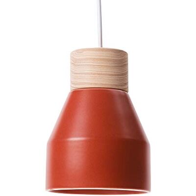 LUSSIOL Lámpara de techo, cerámica y madera, 40 W, color rojo oscuro LUSSIOL Lámpara de techo, cerámica y madera, 40 W, color rojo oscuro