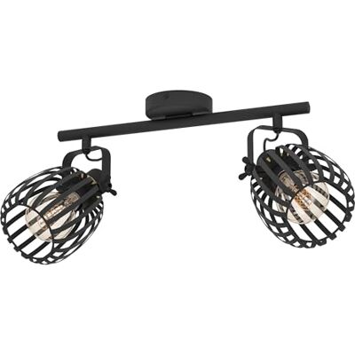 Eglo Girona Foco de techo, lámpara de techo de 2 luces con focos orientables, lámpara de metal negro y latón cepillado, con casquillo E27 Eglo Girona Foco de techo, lámpara de techo de 2 luces con focos orientables, lámpara de metal negro y latón cepillado, con casquillo E27