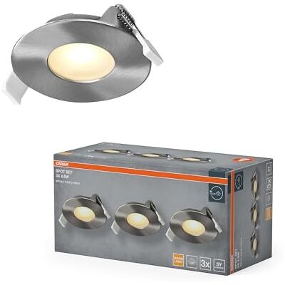 OSRAM Foco empotrable LED Spot Set, 4,9 W, 200 lm, 2700 K, foco de techo de Ø85 mm, 120°, níquel satinado, aluminio, blanco cálido, juego de 3 OSRAM Foco empotrable LED Spot Set, 4,9 W, 200 lm, 2700 K, foco de techo de Ø85 mm, 120°, níquel satinado, aluminio, blanco cálido, juego de 3