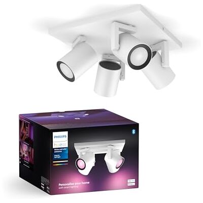 Philips Lámpara LED inteligente Argenta, 5.7W-350 lúmens, Luz Blanca y de Colores, Compatible con Alexa y Google Home, 4 Focos LED, Blanco Philips Lámpara LED inteligente Argenta, 5.7W-350 lúmens, Luz Blanca y de Colores, Compatible con Alexa y Google Home, 4 Focos LED, Blanco