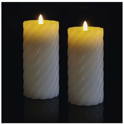 EMOS Velas de cera LED resistentes con efecto llama, 2 unidades, función de temporizador, para interiores, luz blanca cálida, funciona con pilas (2 x AAA no incluidas), cera de abejas EMOS Velas de cera LED resistentes con efecto llama, 2 unidades, función de temporizador, para interiores, luz blanca cálida, funciona con pilas (2 x AAA no incluidas), cera de abejas