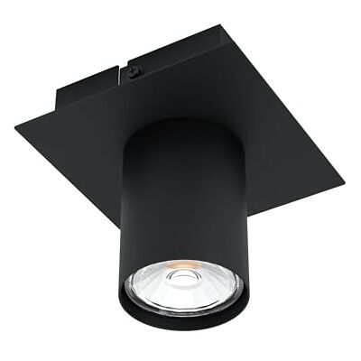 Eglo LED Techo Luz de techo Valcasotto, 1 Lámpara de techo de Llama, Minimalista, Foco de techo LED Hecho de metal, Lámpara de sala de estar en Negro, Lámpara de cocina, LED Spot, GU10 Eglo LED Techo Luz de techo Valcasotto, 1 Lámpara de techo de Llama, Minimalista, Foco de techo LED Hecho de metal, Lámpara de sala de estar en Negro, Lámpara de cocina, LED Spot, GU10