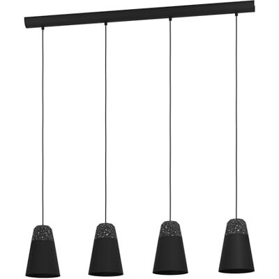 Eglo Lámpara colgante Canterras de 4 llamas, lámpara colgante de terrazo en blanco grisáceo, metal en negro, lámpara de mesa de comedor, lámpara colgante de salón, E27 Eglo Lámpara colgante Canterras de 4 llamas, lámpara colgante de terrazo en blanco grisáceo, metal en negro, lámpara de mesa de comedor, lámpara colgante de salón, E27