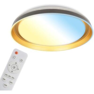 Briloner Lampara techo LED con mando a distancia, 24 W y 2600 lm, CCT y luz regulable, función noche y temporizador, plafon LED, lamparas de salón, lampara dormitorio, 43 x 8 cm, negro oro Briloner Lampara techo LED con mando a distancia, 24 W y 2600 lm, CCT y luz regulable, función noche y temporizador, plafon LED, lamparas de salón, lampara dormitorio, 43 x 8 cm, negro oro