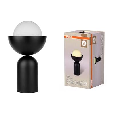 OSRAM Lámpara de mesa DECOR Bowl E14 Negra 200mm, lámpara de mesa, Metal, Vidrio, para diseño de habitación elegante OSRAM Lámpara de mesa DECOR Bowl E14 Negra 200mm, lámpara de mesa, Metal, Vidrio, para diseño de habitación elegante