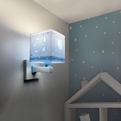 Dalber Lámpara aplique de pared infantil Moonlight Luna y Estrellas AZUL, , E27 Dalber Lámpara aplique de pared infantil Moonlight Luna y Estrellas AZUL, , E27