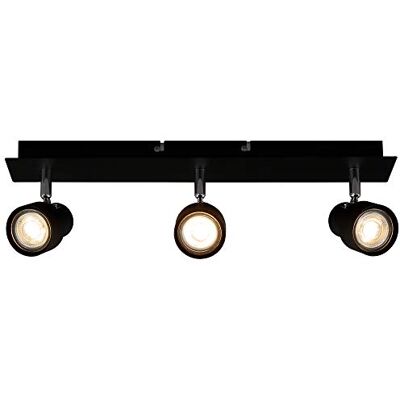 Briloner Leuchten Foco de techo LED, lámpara de techo de 3 focos, proyector giratorio y orientable, 3x GU10, 5 W, 460 lumen, 3000 Kelvin, negra Briloner Leuchten Foco de techo LED, lámpara de techo de 3 focos, proyector giratorio y orientable, 3x GU10, 5 W, 460 lumen, 3000 Kelvin, negra