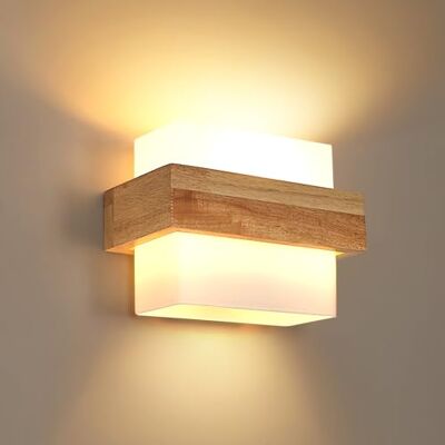 DELIPOP Aplique de Pared de Madera Vintage, 12W Moderna Lámpara de Pared E27, 3 Temperatura de Color Luz de Pared Iluminación Interior para Sala de Estar, Dormitorio, Escalera, Pasillo DELIPOP Aplique de Pared de Madera Vintage, 12W Moderna Lámpara de Pared E27, 3 Temperatura de Color Luz de Pared Iluminación Interior para Sala de Estar, Dormitorio, Escalera, Pasillo