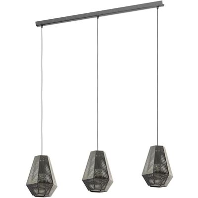 Eglo Lámpara colgante Chiavica, lámpara de techo industrial vintage de 3 luces, lámpara suspendida de acero en negro níquel, lámpara para comedor y salón con casquillo E27 Eglo Lámpara colgante Chiavica, lámpara de techo industrial vintage de 3 luces, lámpara suspendida de acero en negro níquel, lámpara para comedor y salón con casquillo E27