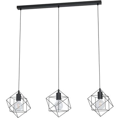Eglo Lámpara colgante Straiton, lámpara vintage industrial de 3 luces, colgante de acero negro, lámpara para mesa de comedor, lámpara de salón suspendida con casquillo E27, largo 90,5 cm Eglo Lámpara colgante Straiton, lámpara vintage industrial de 3 luces, colgante de acero negro, lámpara para mesa de comedor, lámpara de salón suspendida con casquillo E27, largo 90,5 cm