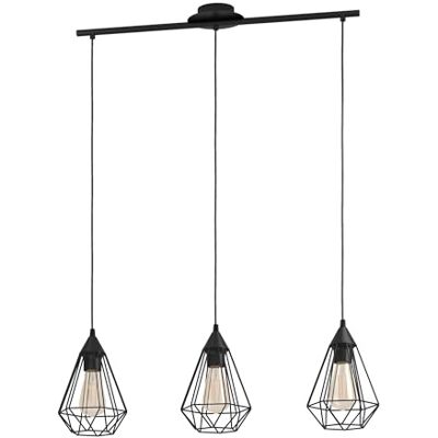 Eglo Lámpara de suspensión TARBES vintage en negro, lámpara colgada de comedor con 3 bombillas en estilo retro, lámpara suspendida de acero, lámpara colgante con casquillo E27 Eglo Lámpara de suspensión TARBES vintage en negro, lámpara colgada de comedor con 3 bombillas en estilo retro, lámpara suspendida de acero, lámpara colgante con casquillo E27