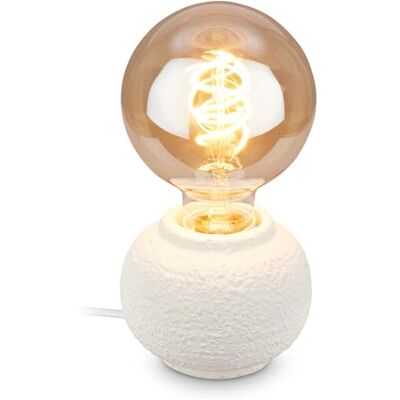 Briloner Lampara de mesa con interruptor de cable, base cerámica, E27 max. 25W, lampara mesita noche, escritorio, lectura cama, salón decorativo, luz auxiliar para dormitorio, 10x8 cm, Blanco Briloner Lampara de mesa con interruptor de cable, base cerámica, E27 max. 25W, lampara mesita noche, escritorio, lectura cama, salón decorativo, luz auxiliar para dormitorio, 10x8 cm, Blanco