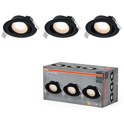 OSRAM Foco empotrable LED Spot Set, 4,9 W, 190 lm, 2700 K, Ø90 mm, 120°, negro, orientable, juego de 3 OSRAM Foco empotrable LED Spot Set, 4,9 W, 190 lm, 2700 K, Ø90 mm, 120°, negro, orientable, juego de 3