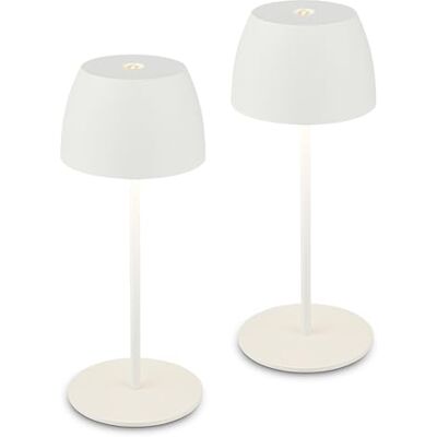 Briloner Lote de 2 lámparas mesa LED inalámbricas IP44, regulable táctil, batería reemplazable, recarga USB-C, lámpara decorativa dormitorio, uso exterior interior, Ø8 x 20 cm, Blanco Briloner Lote de 2 lámparas mesa LED inalámbricas IP44, regulable táctil, batería reemplazable, recarga USB-C, lámpara decorativa dormitorio, uso exterior interior, Ø8 x 20 cm, Blanco