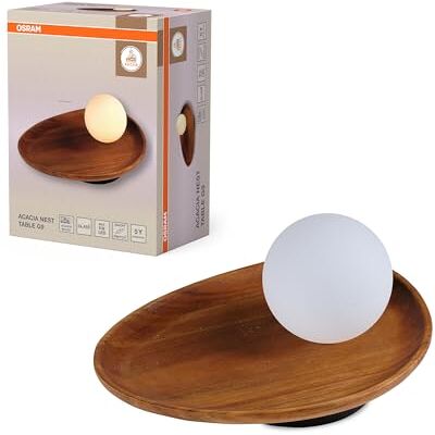OSRAM Lámpara de Mesa Decor Acacia Nest, Madera de Acacia Marrón, Versión G9, Metal, Vidrio, Cable Textil OSRAM Lámpara de Mesa Decor Acacia Nest, Madera de Acacia Marrón, Versión G9, Metal, Vidrio, Cable Textil