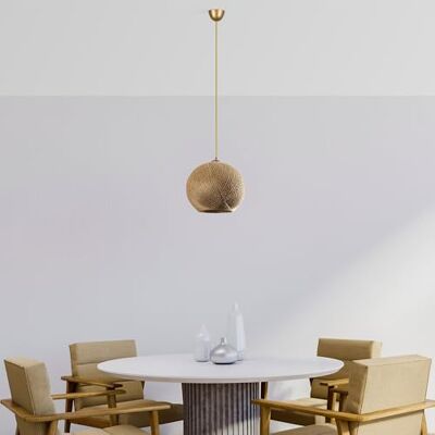 Opviq Candelabro de yute hecho a mano, dorado y marrón, 34 cm de longitud, 38 cm de diámetro, cable ajustable, E27 Max 40 W, iluminación elegante para espacios modernos Opviq Candelabro de yute hecho a mano, dorado y marrón, 34 cm de longitud, 38 cm de diámetro, cable ajustable, E27 Max 40 W, iluminación elegante para espacios modernos