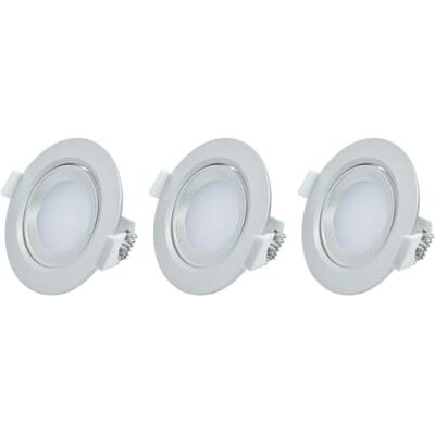 Gefom Lote de 3 focos LED integrados, IP20, 5 W, color de aluminio, ajustable a 25°, ángulo 120°, dimensiones de entrada, 70 mm, 4000 K Gefom Lote de 3 focos LED integrados, IP20, 5 W, color de aluminio, ajustable a 25°, ángulo 120°, dimensiones de entrada, 70 mm, 4000 K