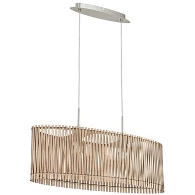 Eglo Lámpara colgante Sendero, estilo boho, acero níquel mate, madera arce, lámpara de comedor natural, salón, casquillo E27, 77,5 cm Eglo Lámpara colgante Sendero, estilo boho, acero níquel mate, madera arce, lámpara de comedor natural, salón, casquillo E27, 77,5 cm