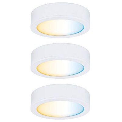 Paulmann Luminaria para muebles LED Clever Connect Starter Set Disc 24 W CC 12 V redondo, incl. 3x2,1 W reg., blanco mate, plástico, 2700-6500 K Paulmann Luminaria para muebles LED Clever Connect Starter Set Disc 24 W CC 12 V redondo, incl. 3x2,1 W reg., blanco mate, plástico, 2700-6500 K