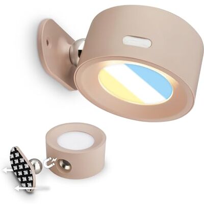 Briloner Sticklights Aplique pared sin cable con batería recargable, táctil, regulable, CCT, lampara de pared magnetica, apliques dormitorio, recargable, 9x7,5x4 cm, beige Briloner Sticklights Aplique pared sin cable con batería recargable, táctil, regulable, CCT, lampara de pared magnetica, apliques dormitorio, recargable, 9x7,5x4 cm, beige
